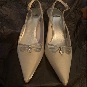 Stuart Weitzman satin slingback bridal perfect